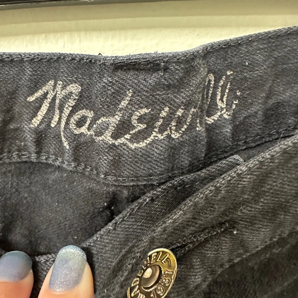 Madewell Denim Shorts Faded Black Cut Off Rolled Hem Size 31 Stretch Cotton